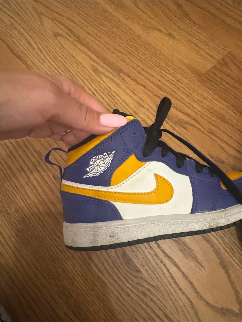 Nike Kids Black, Yellow & Purple High-Top Sneakers - Picture 4 of 5